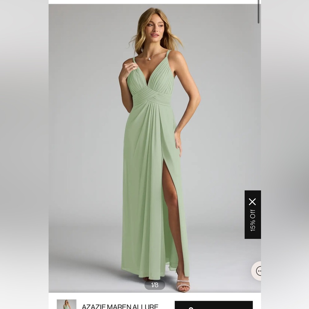 Azazie Maren Allure Dusty Sage Bridesmaids/ prom dress